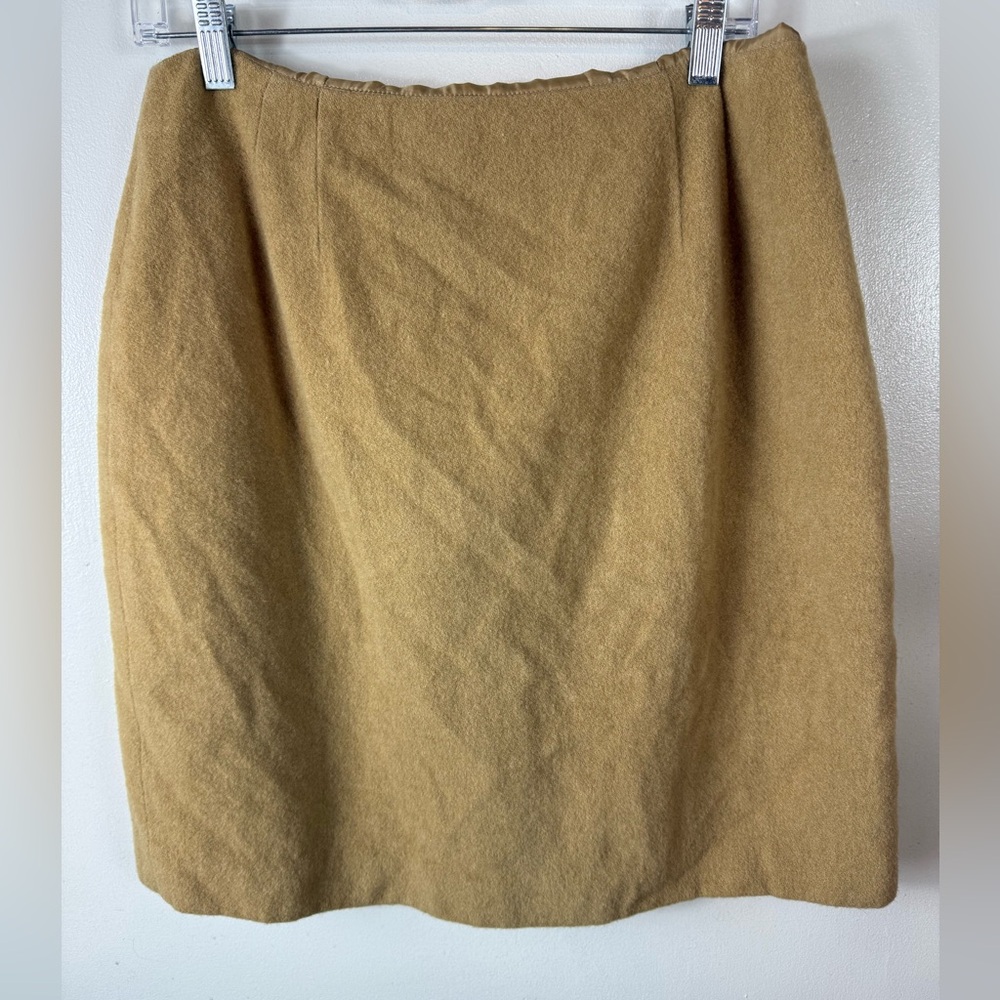Vintage David N Womens Camel Hair Skirt Mini‎ Pencil Size 12 Tan Fall Preppy